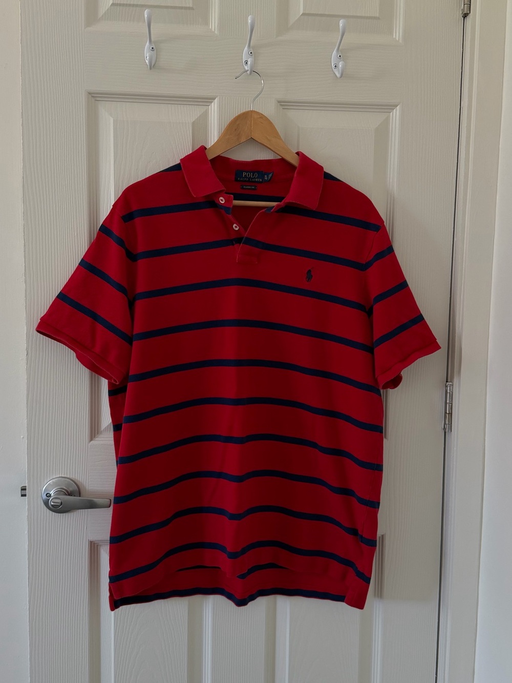 Polo by Ralph Lauren Red Polo with Navy Stripes